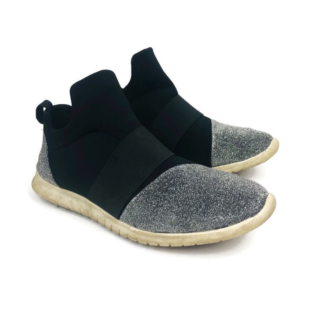 Steve‎ Madden Shoes | Steve Madden Iman Silverblack Slip On sneakers Size 9